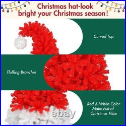 6FT Christmas Tree with LED Light & with 1050 Tips Santa's Hat Shape Xmas Tree