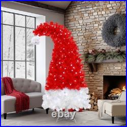 6FT Christmas Tree with LED Light & with 1050 Tips Santa's Hat Shape Xmas Tree