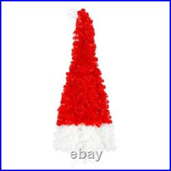 6FT Christmas Tree with LED Light & with 1050 Tips Santa's Hat Shape Xmas Tree
