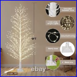 6FT Enchanting Birch Tree with 1300 LED Lights, Twinkle Light White Christmas Tr