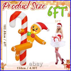 6FT Funny Gingerbread Christmas Inflatable Outdoor Yard LED Holiday Decor