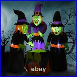6FT Halloween Inflatable Three Witch Cauldron with LED Lights Outdoor Yard Decor