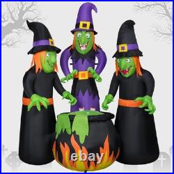 6FT Halloween Inflatable Three Witch Cauldron with LED Lights Outdoor Yard Decor