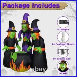 6FT Halloween Inflatable Three Witch Cauldron with LED Lights Outdoor Yard Decor