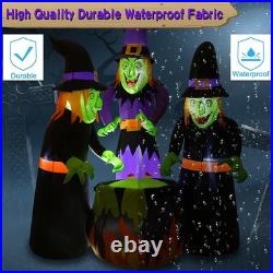 6FT Halloween Inflatable Three Witch Cauldron with LED Lights Outdoor Yard Decor