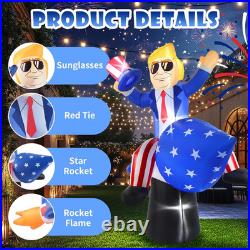 6FT Inflatable Decoration President Ride on Rocket 4Th of July Blow up Outdoor I
