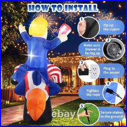 6FT Inflatable Decoration President Ride on Rocket 4Th of July Blow up Outdoor I