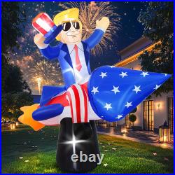 6FT Inflatable Decoration President Ride on Rocket 4Th of July Blow up Outdoor I