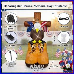 6FT LED Eagle Inflatables with Flag for Memorial Day and Independence Day Decor