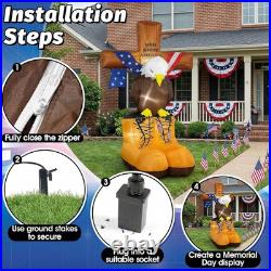 6FT LED Eagle Inflatables with Flag for Memorial Day and Independence Day Decor