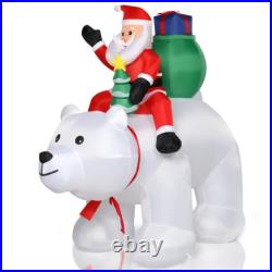 6FT Lighted Santa on Polar Bear 7 LED Christmas Outdoor Yard Decor