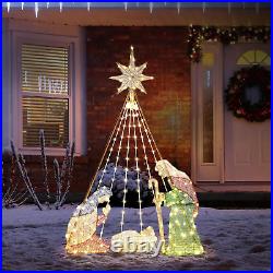 6FT Nativity Scene for Outdoor Christmas Decorations, Lighted Large Nativity Set