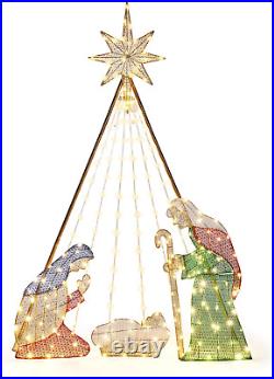 6FT Nativity Scene for Outdoor Christmas Decorations, Lighted Large Nativity Set