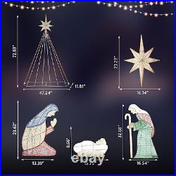 6FT Nativity Scene for Outdoor Christmas Decorations, Lighted Large Nativity Set