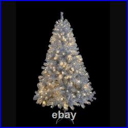 6FT Pre-Lit Artificial Christmas Tree with 300 LED Lights & Metal Stand