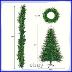 6FT Pre-Lit Aspen Fir Artificial Christmas Tree with Wreath&Garland Green 6FT Pre-Lit Aspen Fir Artificial Christmas Tree with Wreath&Garland Green