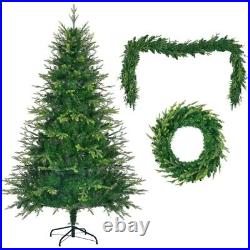 6FT Pre-Lit Aspen Fir Artificial Christmas Tree with Wreath&Garland Green 6FT Pre-Lit Aspen Fir Artificial Christmas Tree with Wreath&Garland Green