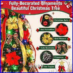 6FT Pre Lit Pop up Christmas Tree, Pre-Decorated Artificial Tree with Remote Cont