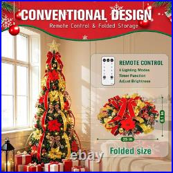 6FT Pre Lit Pop up Christmas Tree, Pre-Decorated Artificial Tree with Remote Cont
