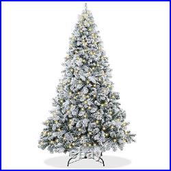 6FT Pre-Lit Snow-Flocked Pine Realistic Artificial Holiday Christmas Tree with