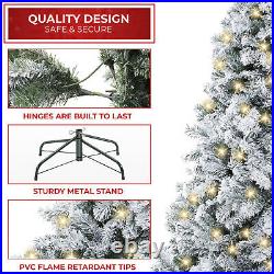6FT Pre-Lit Snow-Flocked Pine Realistic Artificial Holiday Christmas Tree with