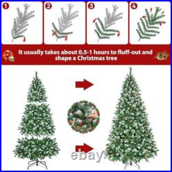 6FT Pre-lit Christmas Tree With LED Lights Pinecones Berries Indoor Outdoor New 6FT Pre-lit Christmas Tree With LED Lights Pinecones Berries Indoor Outdoor New