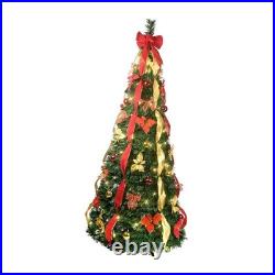 6FT -Up Christmas Tree with 150 Warm White UL Lights Pre-Decorated with Red