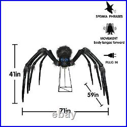 6Ft Giant Phreaky Phil Spider Halloween Animatronic Decorations, Light Eyes, Sc