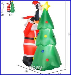 6Ft Inflatable Christmas Tree Decoration with Santa & Penguin Lawn Yard Blow Up 6Ft Inflatable Christmas Tree Decoration with Santa & Penguin Lawn Yard Blow Up