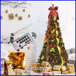 6Ft Pre-lit Christmas Tree Pull-Up Christmas Tree with Remote & 200 LED Lights