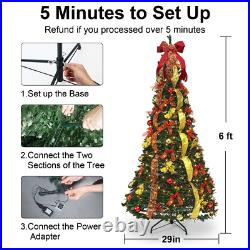 6Ft Pre-lit Christmas Tree Pull-Up Christmas Tree with Remote & 200 LED Lights 6Ft Pre-lit Christmas Tree Pull-Up Christmas Tree with Remote & 200 LED Lights