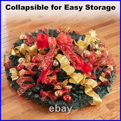 6Ft Pre-lit Christmas Tree Pull-Up Christmas Tree with Remote & 200 LED Lights