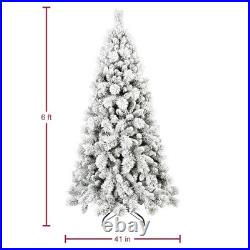 6Ft Snow Flocked Artificial Christmas Tree White Frosted Pine Tree&752Branch Tip 6Ft Snow Flocked Artificial Christmas Tree White Frosted Pine Tree&752Branch Tip