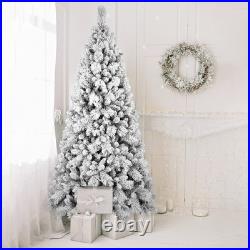 6Ft Snow Flocked Artificial Christmas Tree White Frosted Pine Tree&752Branch Tip 6Ft Snow Flocked Artificial Christmas Tree White Frosted Pine Tree&752Branch Tip