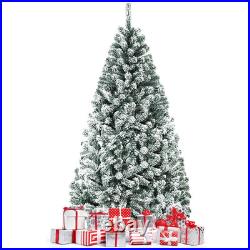 6Ft Snow Flocked Hinged Artificial Christmas Tree Unlit Holiday Decor