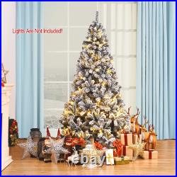 6Ft Snow Flocked Hinged Artificial Christmas Tree Unlit Holiday Decor