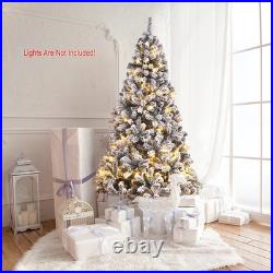 6Ft Snow Flocked Hinged Artificial Christmas Tree Unlit Holiday Decor