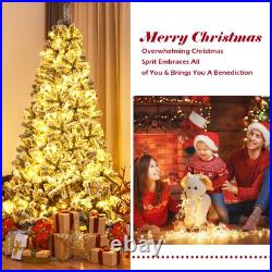 6Ft Snow Flocked Hinged Artificial Christmas Tree Unlit Holiday Decor