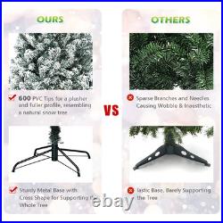 6Ft Snow Flocked Hinged Artificial Christmas Tree Unlit Holiday Decor 6Ft Snow Flocked Hinged Artificial Christmas Tree Unlit Holiday Decor