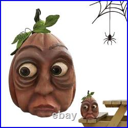 6PCS 3D Lifelike Halloween Resin Expressive Pumpkins Face Horror Outdoor Decor