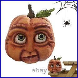 6PCS 3D Lifelike Halloween Resin Expressive Pumpkins Face Horror Outdoor Decor