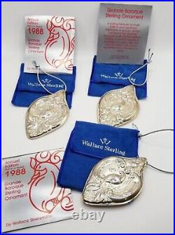 6- 1988 Wallace Silversmiths Wallace Sterling Partridge in a Pear Tree Ornaments
