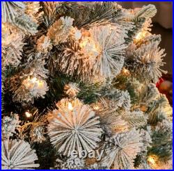 6.5FT Pre-Lit Flocked Artificial Christmas Tree with 350 Clear Lights Snow Cov 6.5FT Pre-Lit Flocked Artificial Christmas Tree with 350 Clear Lights Snow Cov