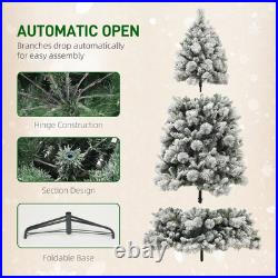 6.5FT Pre-Lit Flocked Artificial Christmas Tree with 350 Clear Lights Snow Cov 6.5FT Pre-Lit Flocked Artificial Christmas Tree with 350 Clear Lights Snow Cov