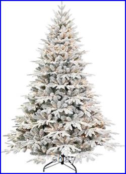 6.5FT Prelit Flocked Artificial Christmas Tree with 2356 Branch Tips& 450 Lights