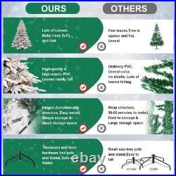 6.5FT Prelit Flocked Artificial Christmas Tree with 2356 Branch Tips& 450 Lights