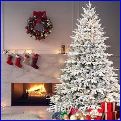 6.5FT Prelit Flocked Artificial Christmas Tree with 2356 Branch Tips& 450 Lights