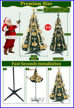 6.5Ft Prelit Fully Decorated Pop Up Christmas Tree with 220 Warm White&Color 6.5Ft Prelit Fully Decorated Pop Up Christmas Tree with 220 Warm White&Color