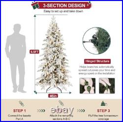 6.5Ft Prelit Snow Flocked Christmas Tree Artificial Frosted Fraser Fir&700 light 6.5Ft Prelit Snow Flocked Christmas Tree Artificial Frosted Fraser Fir&700 light