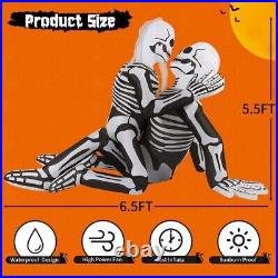 6.5 FT Long Halloween Inflatables Skeleton Blow Up Yard Cuddling Couple Lovers